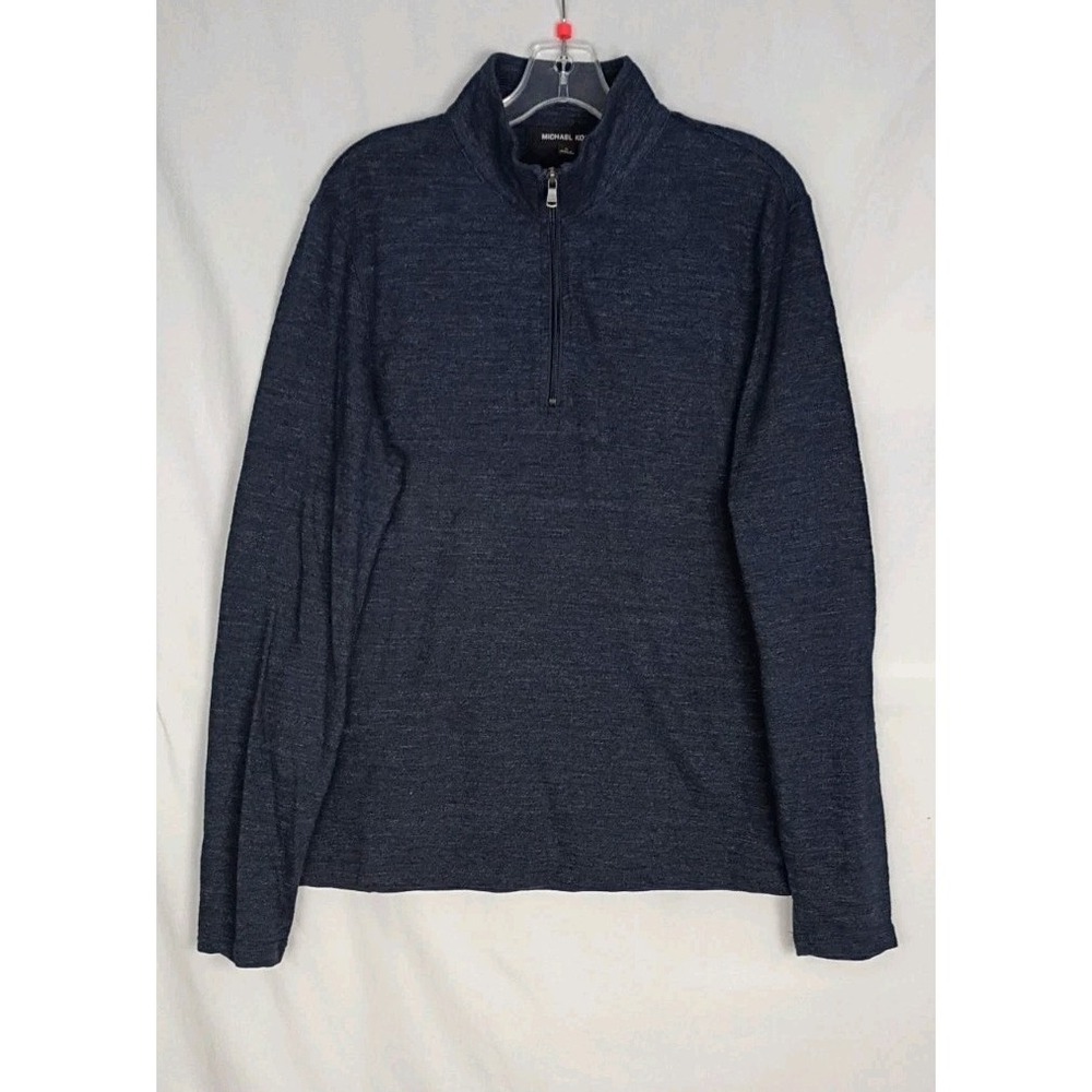 Michael Kors Mens Long Sleeve 1/2 Zip Thin Henley Sweater Size M Blue